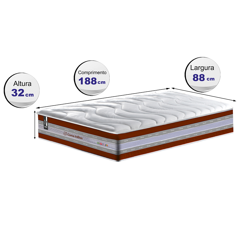 Colchão Solteiro de Molas Ensacadas D33 Cama inBox Select Firme 88x188x32 Vermelho