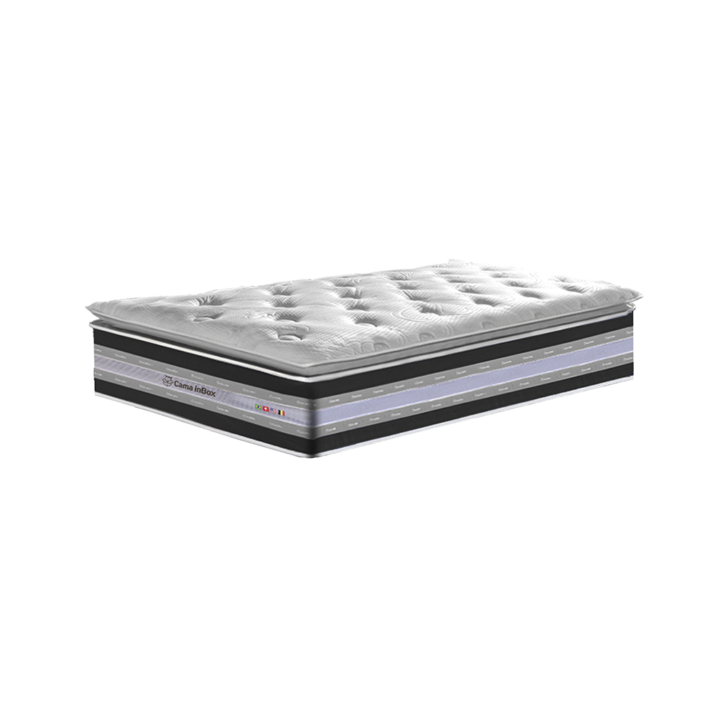 Colchão Solteiro de Molas Ensacadas D33 com Pillow TOP Cama inBox Select 88x188x32 Preto