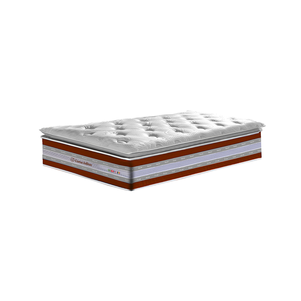 Colchão Solteiro de Molas Ensacadas D33 com Pillow TOP Cama inBox Select 88x188x32 Vermelho