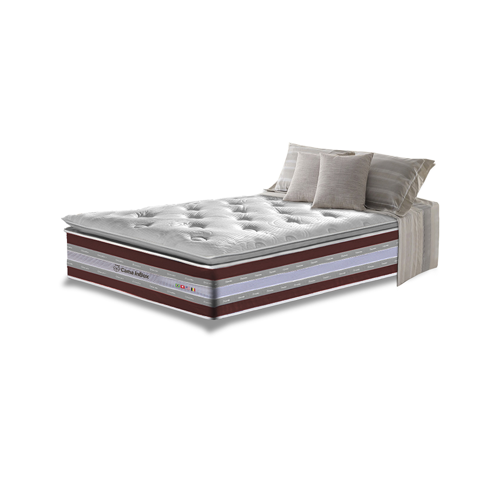 Colchão Solteiro de Molas Ensacadas D33 com Pillow TOP Cama inBox Select 88x188x32 Vinho