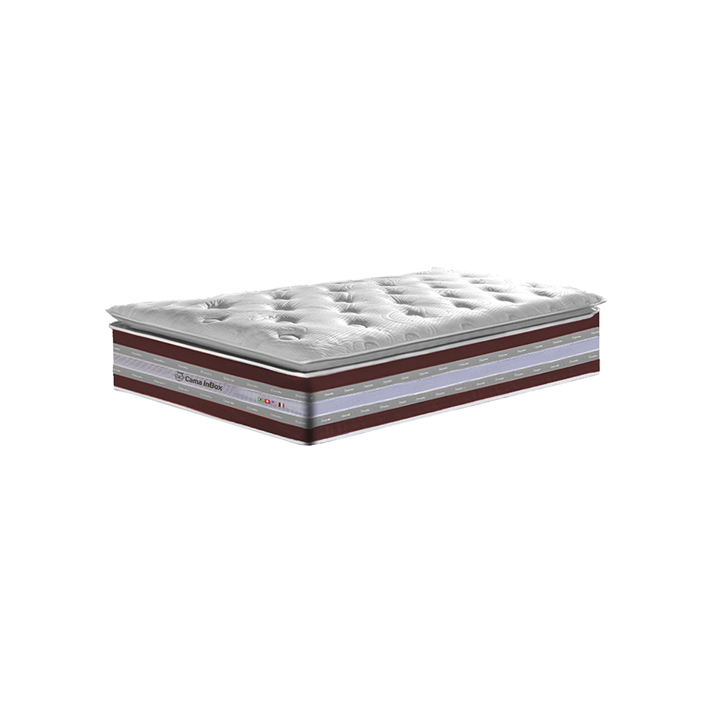 Colchão Solteiro de Molas Ensacadas D33 com Pillow TOP Cama inBox Select 88x188x32 Vinho