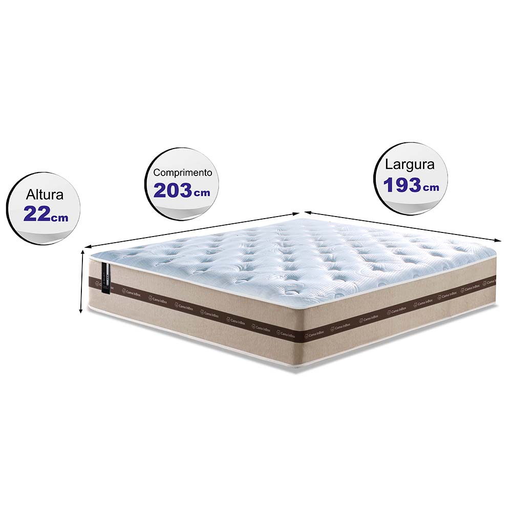 Colchão de Molas Ensacadas King Cama inBox Smart 193x203x22 Bege