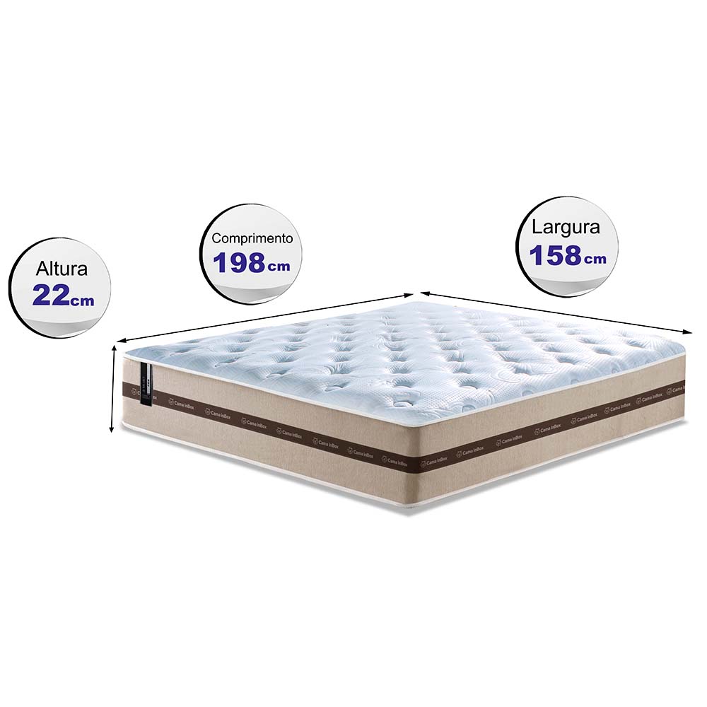 Colchão de Molas Ensacadas Queen Cama inBox Smart 158x198x22 Bege