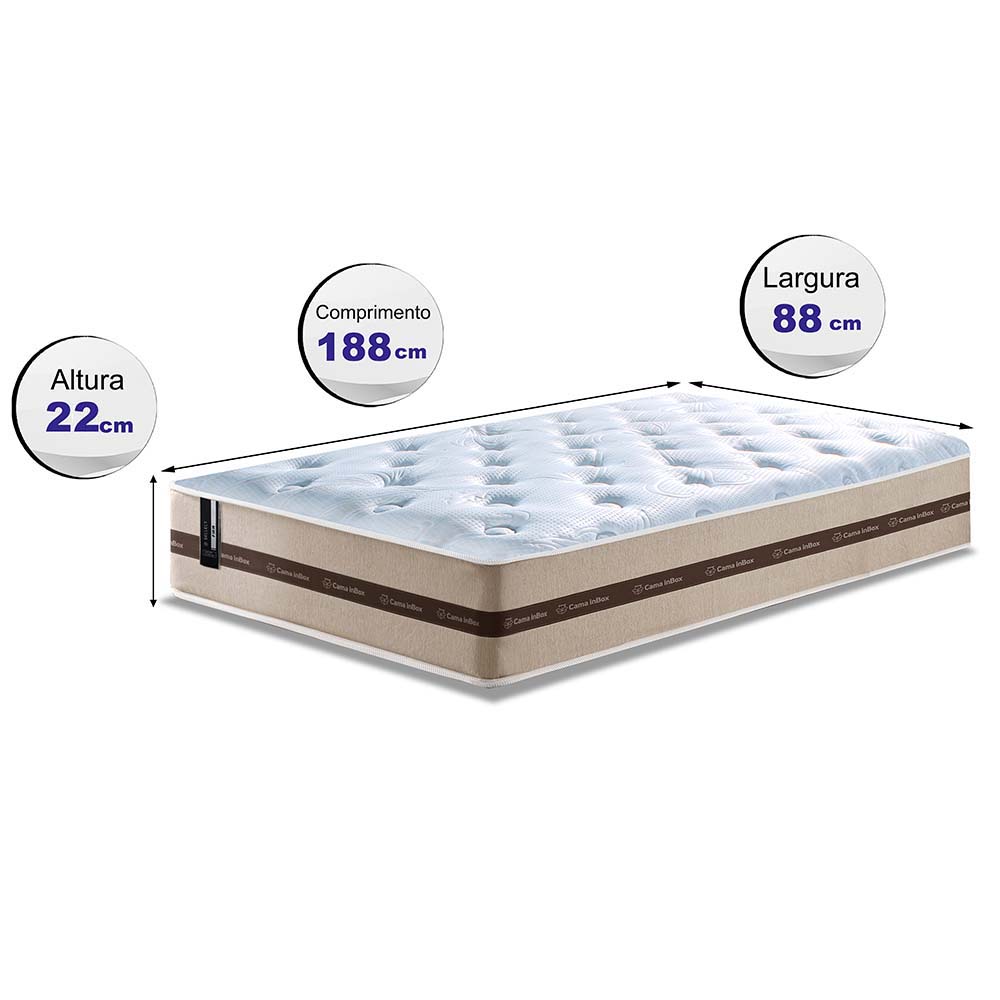 Colchão de Molas Ensacadas Solteiro Cama inBox Smart 88x188x22 Bege
