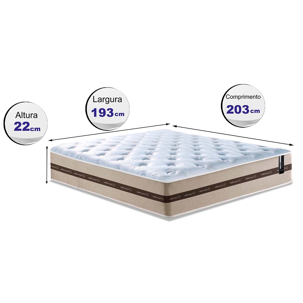 Colchão de Molas King Cama inBox Smart Pró 193x203x22 Bege