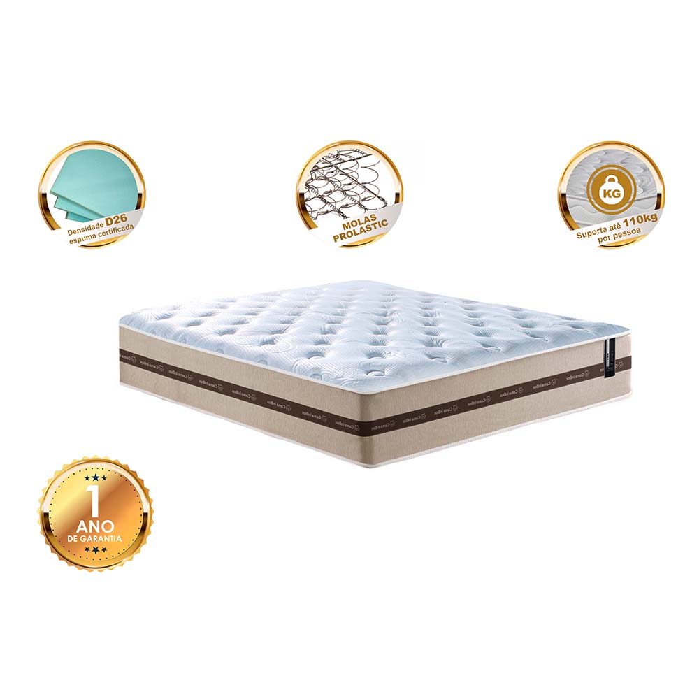 Colchão de Molas Queen Cama inBox Smart Pró 158x198x22 Bege
