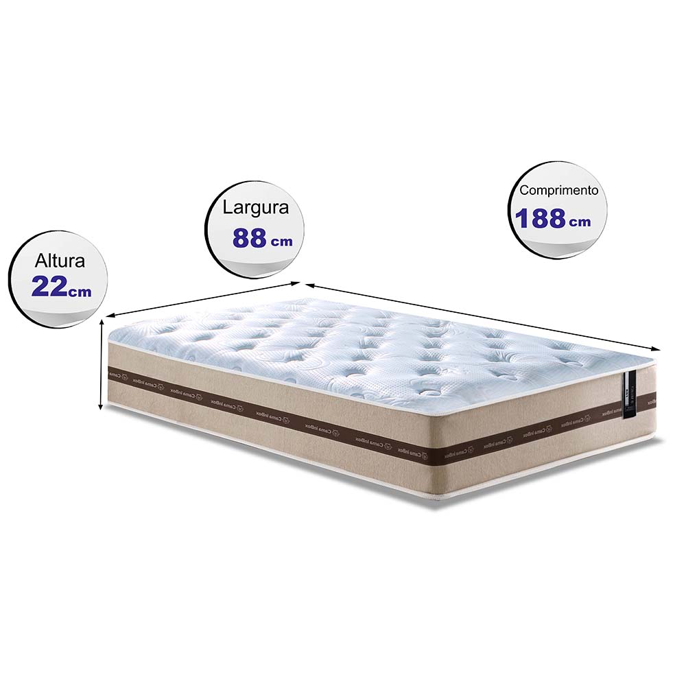 Colchão de Molas Solteiro Cama inBox Smart Pró 88x188x22 Bege