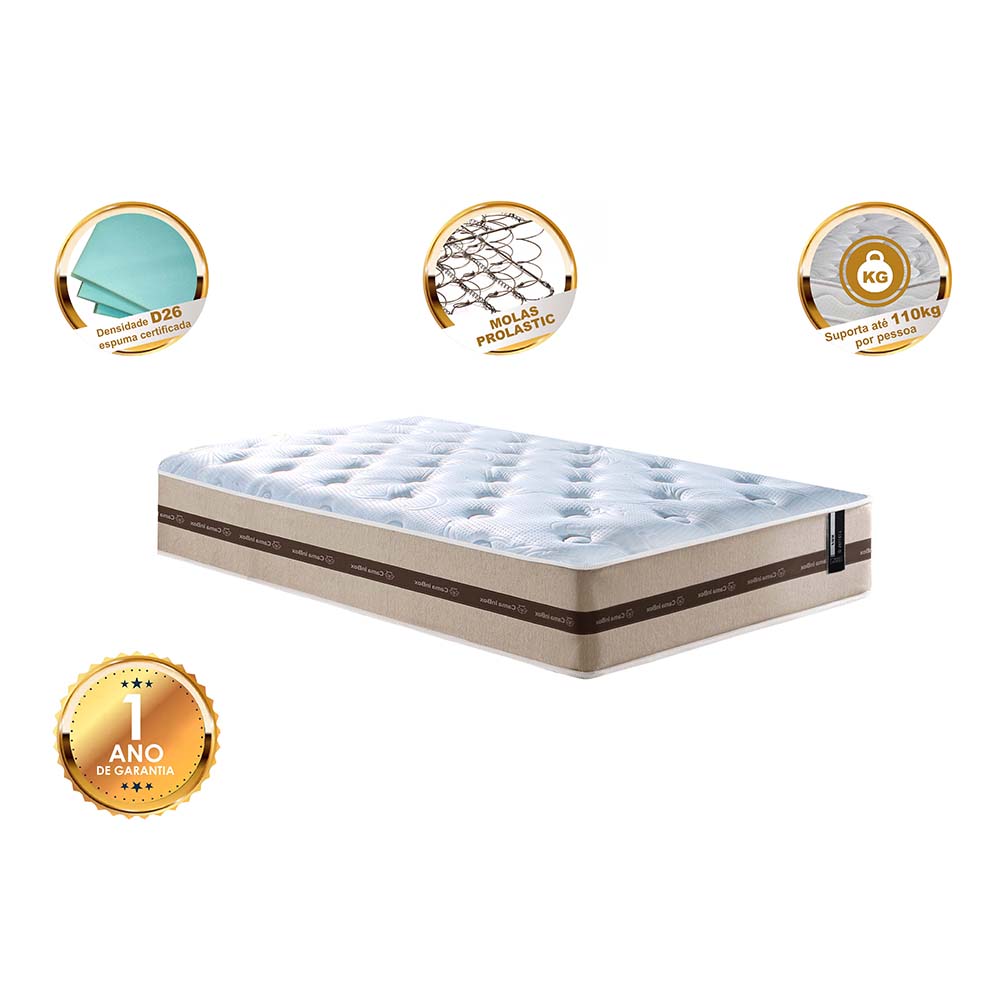 Colchão de Molas Solteiro Cama inBox Smart Pró 88x188x22 Bege