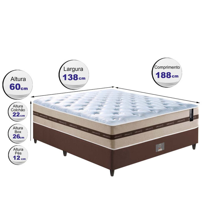 Conjunto Cama Box Casal (Colchão + Box) de Molas Cama inBox Smart Pró 138x188x60 Bege