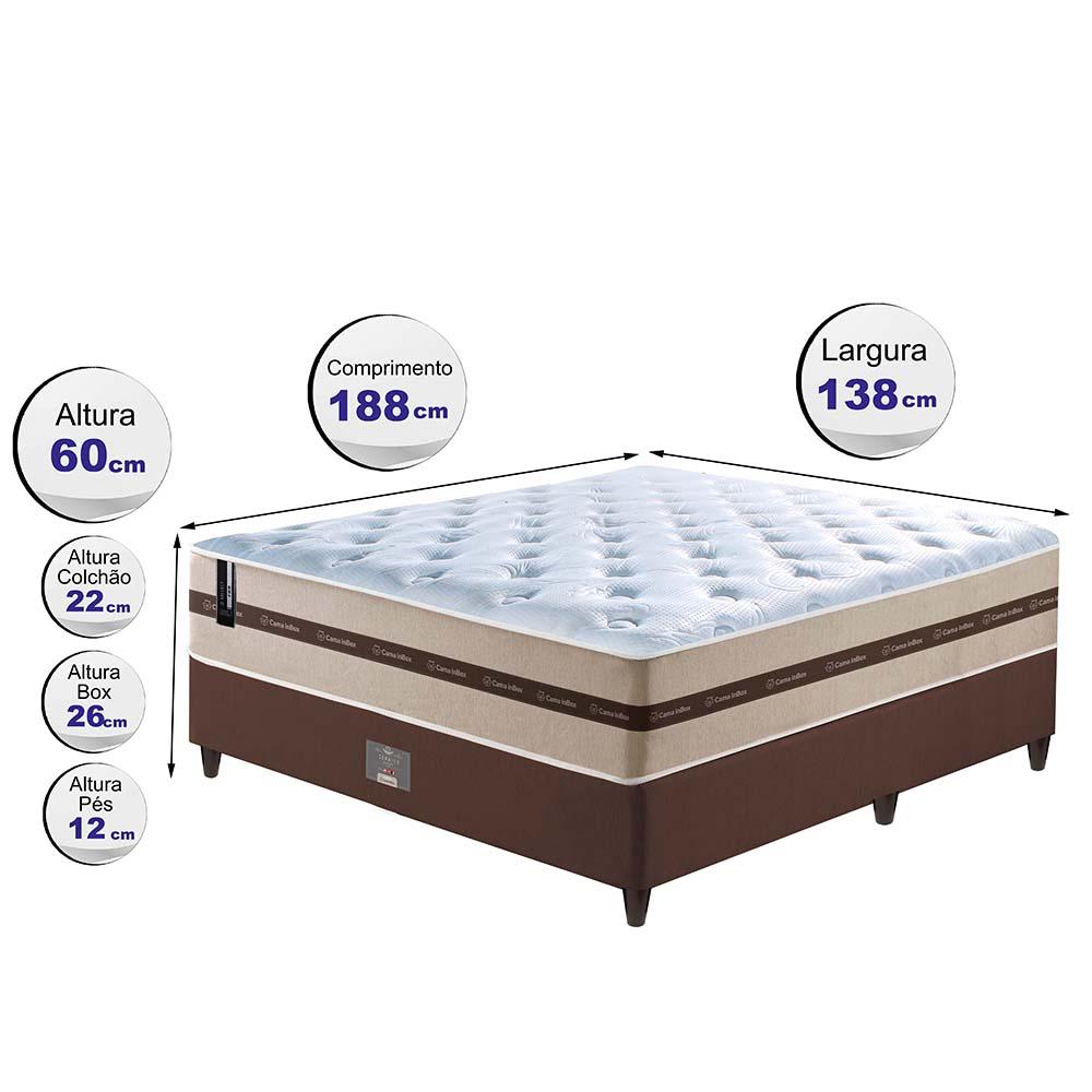 Conjunto Cama Box Casal (Colchão + Box) de Molas Ensacadas Cama inBox Smart 138x188x60 Bege