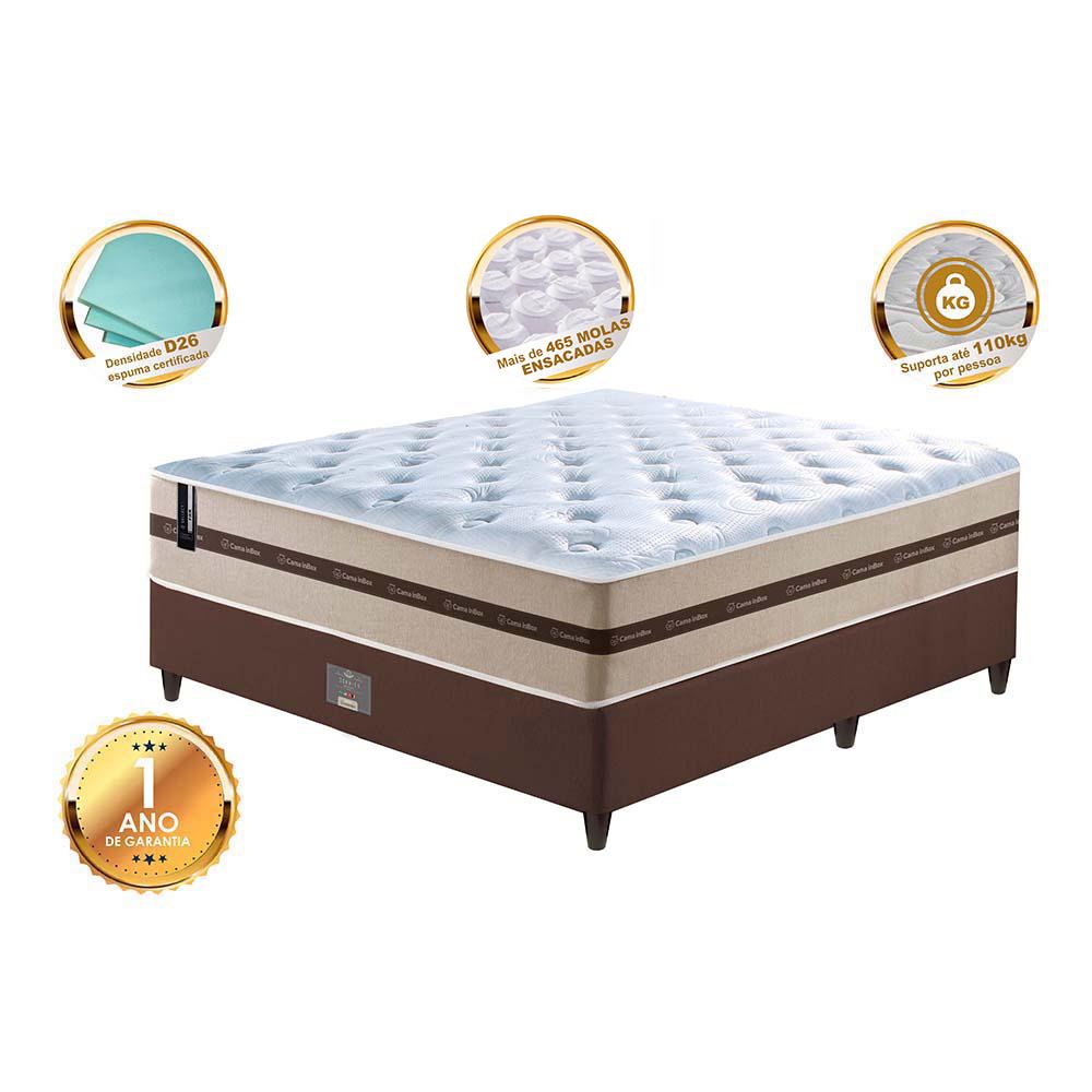 Conjunto Cama Box Casal (Colchão + Box) de Molas Ensacadas Cama inBox Smart 138x188x60 Bege