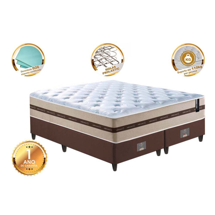Conjunto Cama Box King (Colchão + Box) de Molas Cama inBox Smart Pró 193x203x60 Bege 