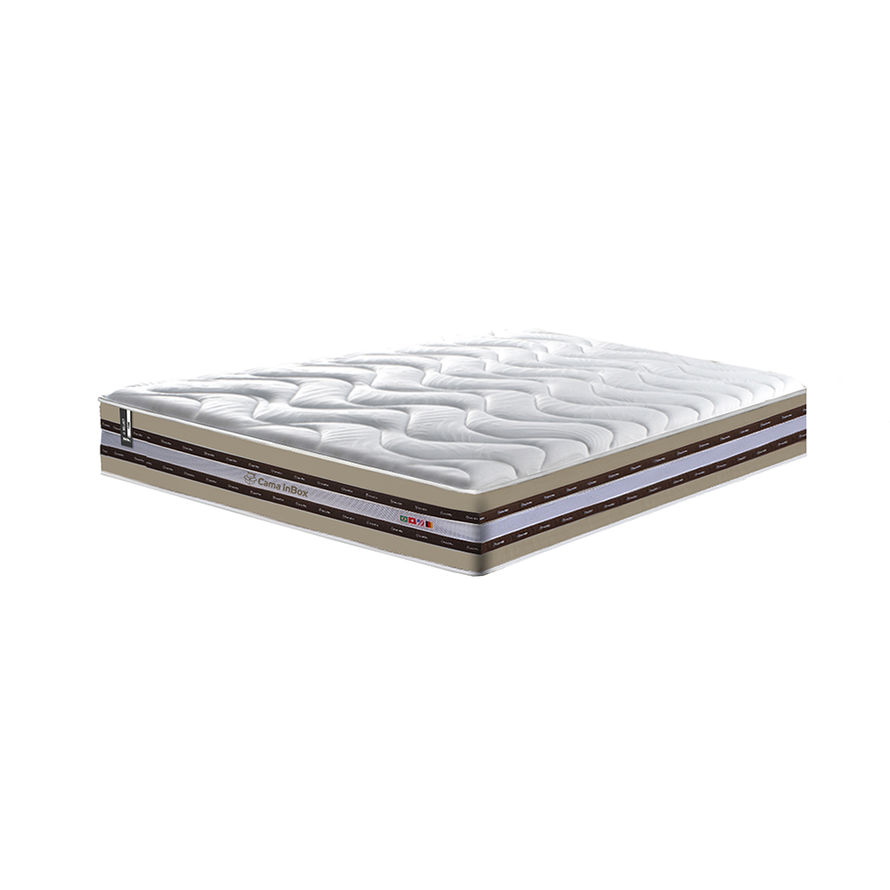 Conjunto Cama Box King de Molas Ensacadas D33 Cama inBox Select Firme 193x203x70 Bege