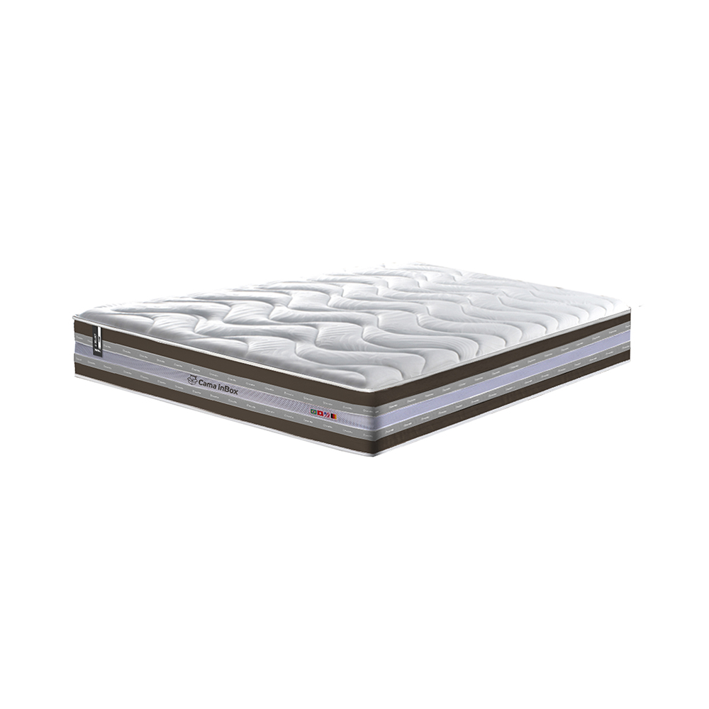 Conjunto Cama Box King de Molas Ensacadas D33 Cama inBox Select Firme 193x203x70 Café