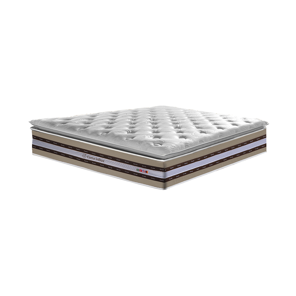 Conjunto Cama Box King de Molas Ensacadas D33 com Pillow TOP Cama inBox Select 193x203x70 Bege