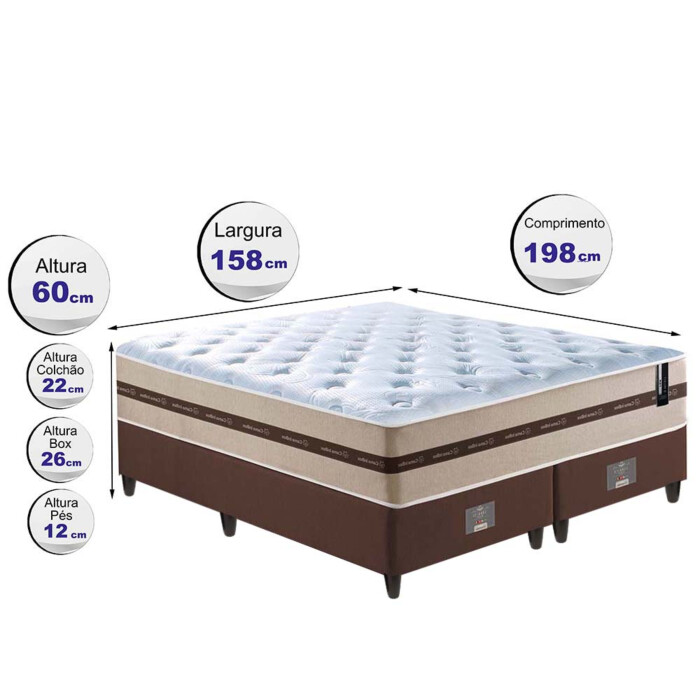 Conjunto Cama Box Queen (Colchão + Box) de Molas Cama inBox Smart Pró 158x198x60 Bege
