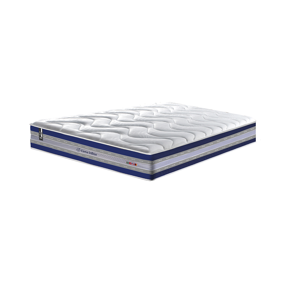 Conjunto Cama Box Queen de Molas Ensacadas D33 Cama inBox Select Firme 158x198x70 Azul