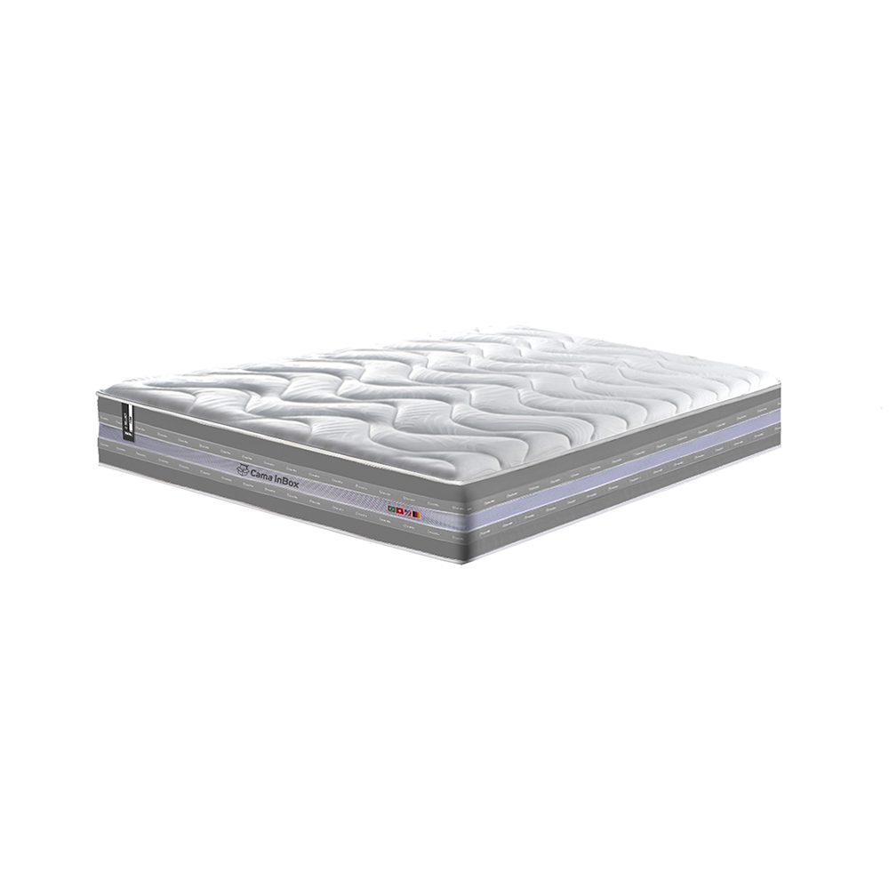 Conjunto Cama Box Queen de Molas Ensacadas D33 Cama inBox Select Firme 158x198x70 Cinza