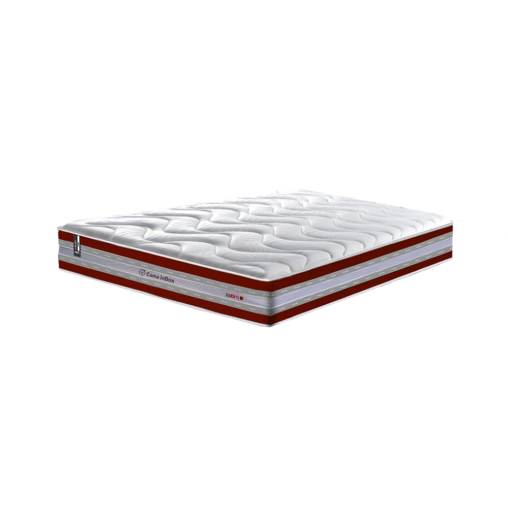 Conjunto Cama Box Queen de Molas Ensacadas D33 Cama inBox Select Firme 158x198x70 Vermelho