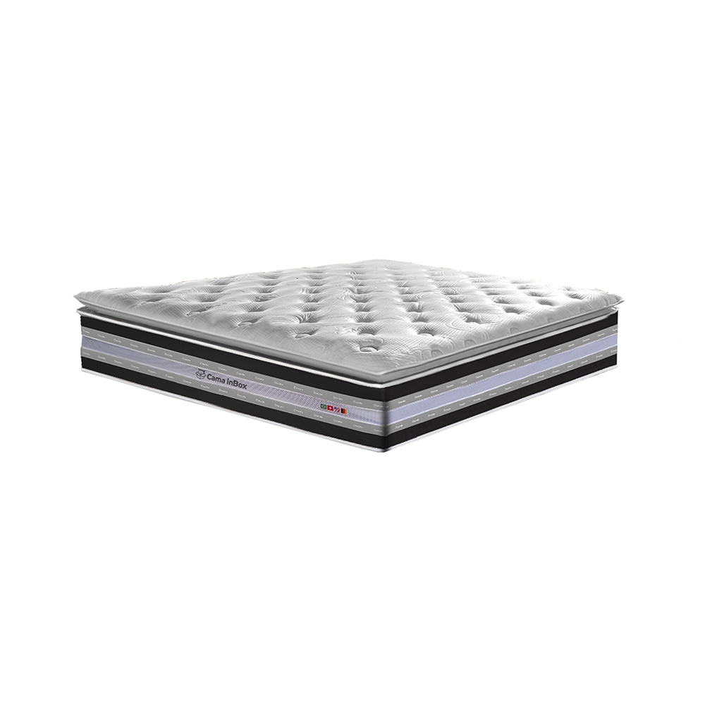 Conjunto Cama Box Queen de Molas Ensacadas D33 com Pillow TOP Cama inBox Select 158x198x70 Preto