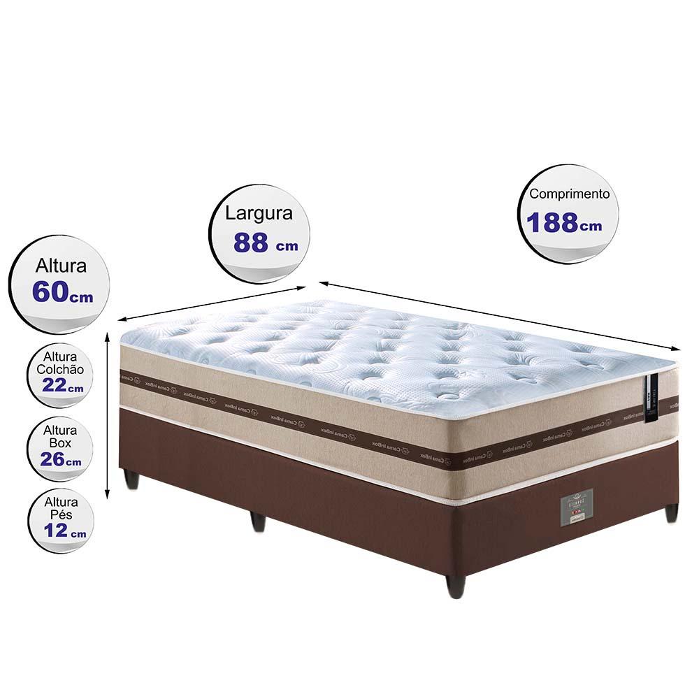 Conjunto Cama Box Solteiro (Colchão + Box) de Molas Cama inBox Smart Pró 88x188x60 Bege