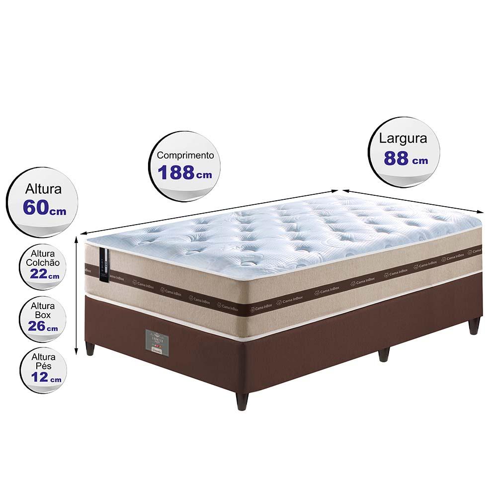 Conjunto Cama Box Solteiro (Colchão + Box) de Molas Ensacadas Cama inBox Smart 88x188x60 Bege