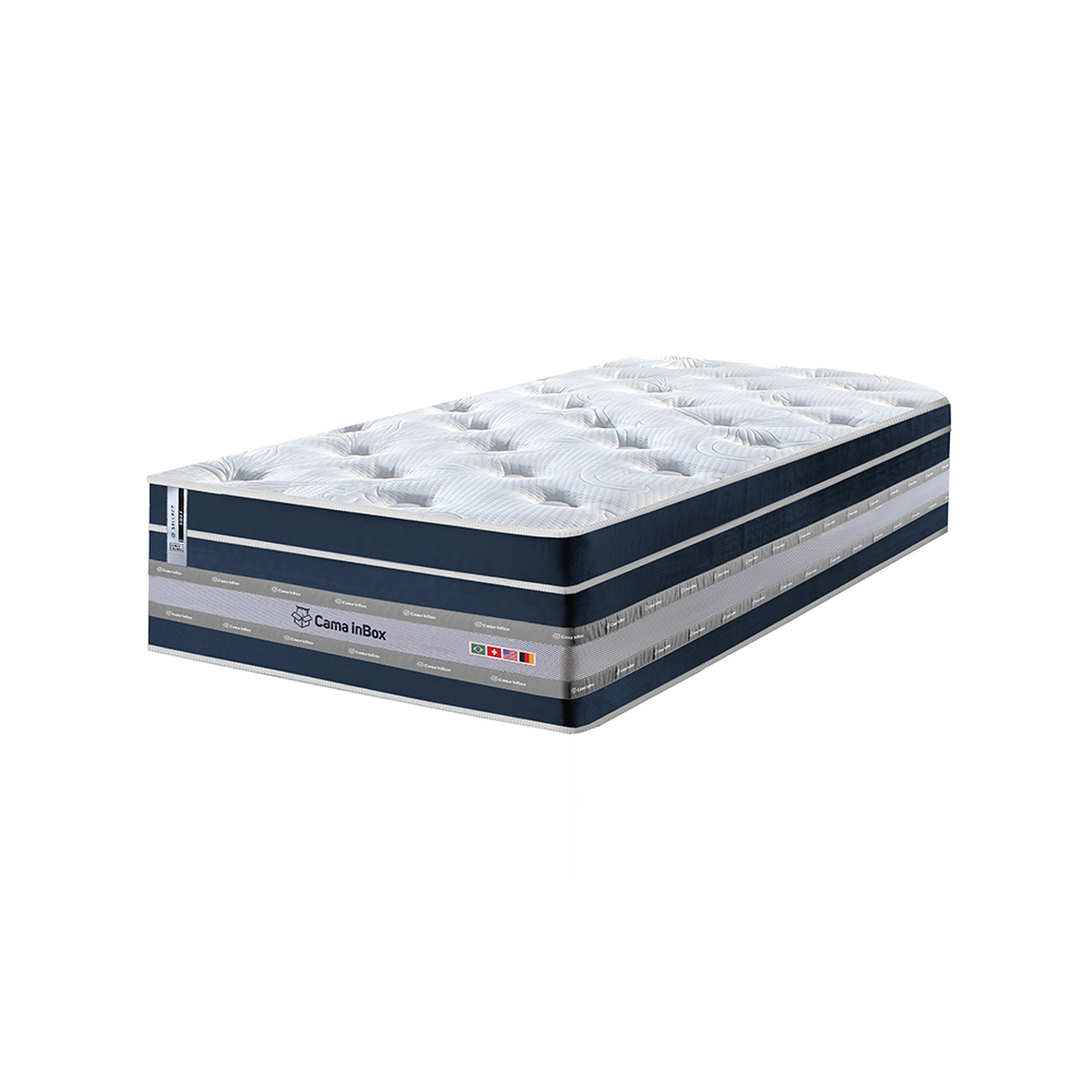 Conjunto Cama Box Solteiro de Molas Ensacadas Cama inBox Select Euro Soft 88x188x71 Azul