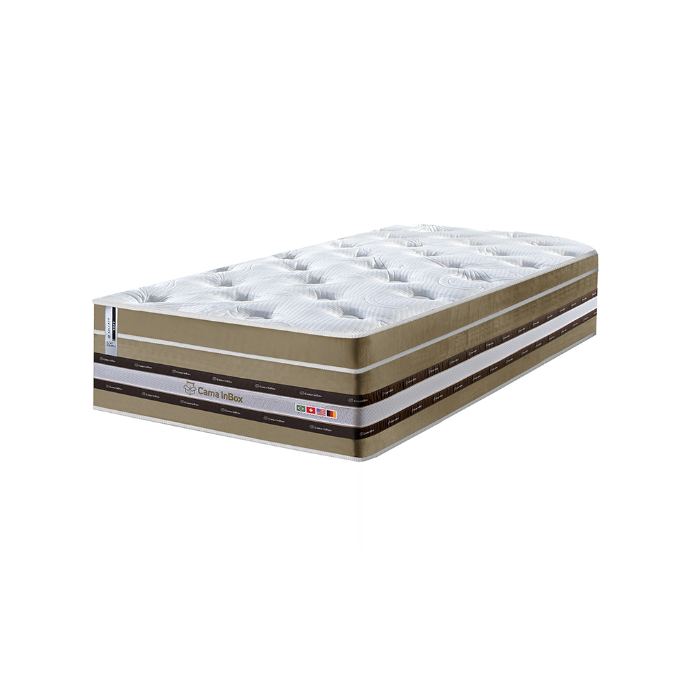 Conjunto Cama Box Solteiro de Molas Ensacadas Cama inBox Select Euro Soft 88x188x71 Bege