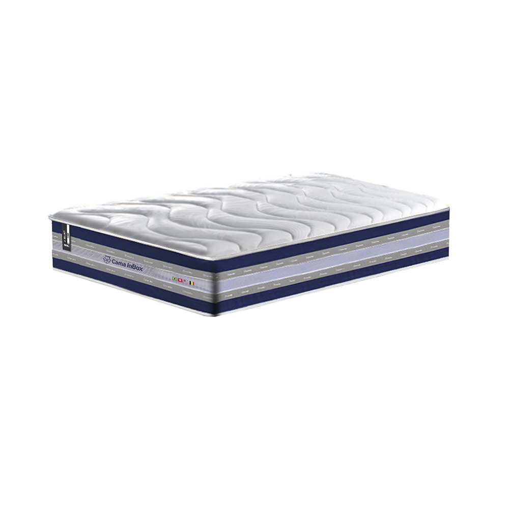 Conjunto Cama Box Solteiro de Molas Ensacadas D33 Cama inBox Select Firme 88x188x70 Azul