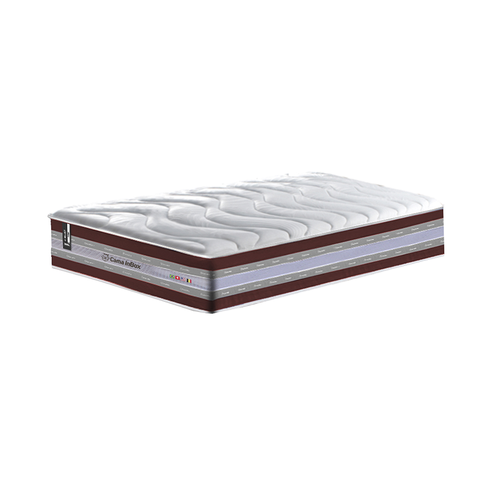 Conjunto Cama Box Solteiro de Molas Ensacadas D33 Cama inBox Select Firme 88x188x70 Vinho