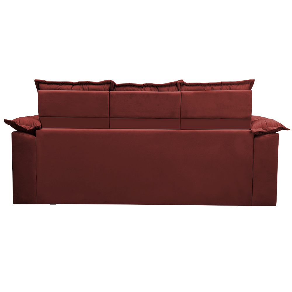 Conjunto de Sofá 3 e 2 Lugares Retrátil Reclinável Cama inBox Compact 2,00x1,50m Velusoft Vermelho
