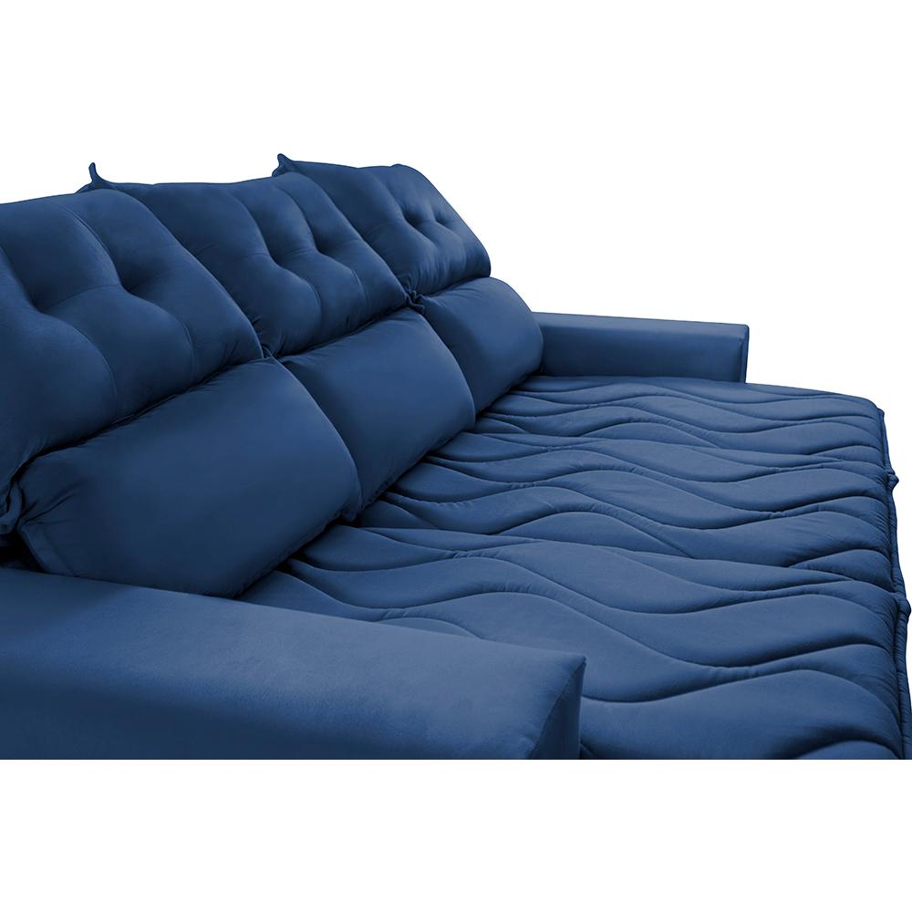 Conjunto de Sofá 3 e 2 Lugares Retrátil e Reclinável 2,00x1,50m Cama inBox Smal Suede Azul
