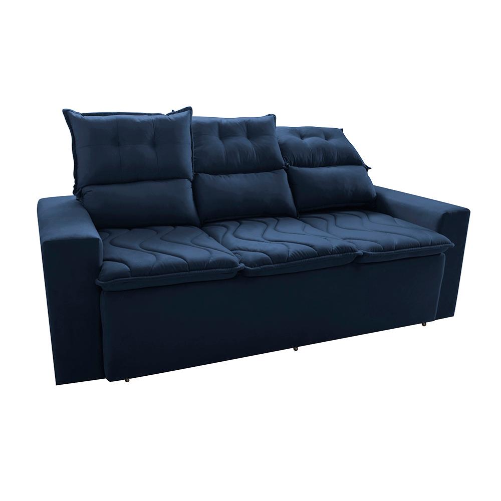 Conjunto de Sofá 3 e 2 Lugares Retrátil e Reclinável 2,00x1,50m Cama inBox Smal Suede Azul