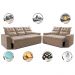 Conjunto de Sofá 3 e 2 Lugares Retrátil e Reclinável 2,00x1,50m Cama inBox Smal Suede Bege