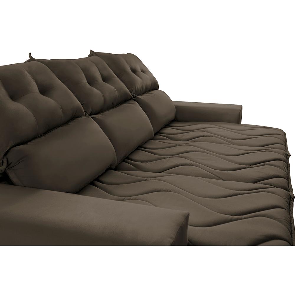 Conjunto de Sofá 3 e 2 Lugares Retrátil e Reclinável 2,00x1,50m Cama inBox Smal Suede Café