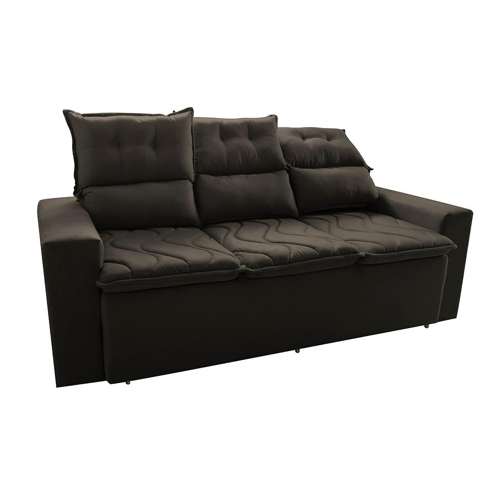 Conjunto de Sofá 3 e 2 Lugares Retrátil e Reclinável 2,00x1,50m Cama inBox Smal Suede Café