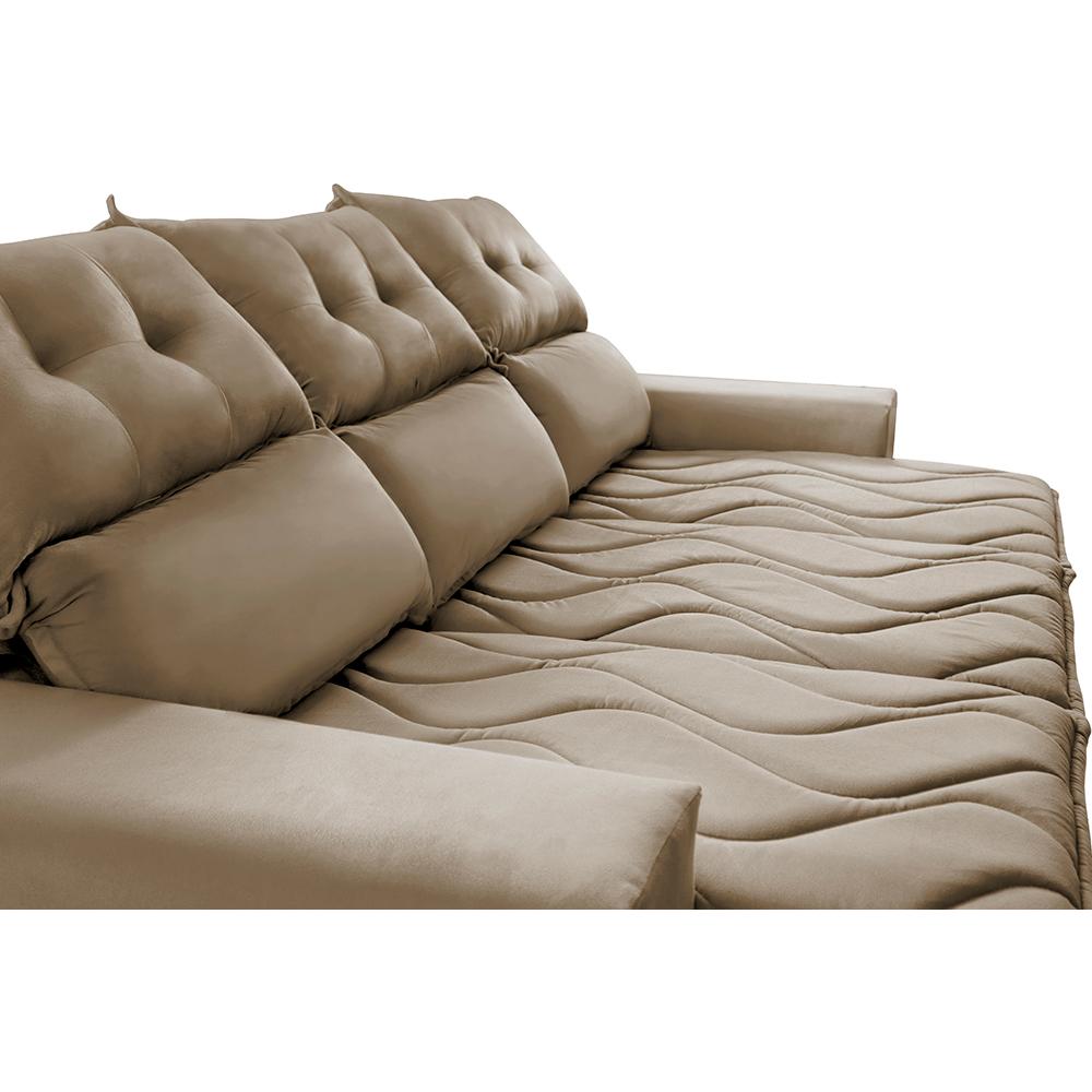Conjunto de Sofá 3 e 2 Lugares Retrátil e Reclinável 2,00x1,50m Cama inBox Smal Suede Castor