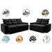 Conjunto de Sofá 3 e 2 Lugares Retrátil e Reclinável 2,00x1,50m Cama inBox Smal Suede Preto