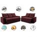 Conjunto de Sofá 3 e 2 Lugares Retrátil e Reclinável 2,00x1,50m Cama inBox Smal Suede Vinho