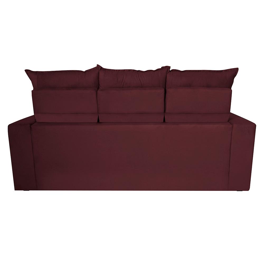 Conjunto de Sofá 3 e 2 Lugares Retrátil e Reclinável 2,00x1,50m Cama inBox Smal Suede Vinho