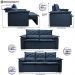 Conjunto de Sofá 3 e 2 Lugares Retrátil e Reclinável Cama inBox Compact 2,00x1,50m Velusoft Azul