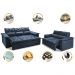 Conjunto de Sofá 3 e 2 Lugares Retrátil e Reclinável Cama inBox Compact 2,00x1,50m Velusoft Azul