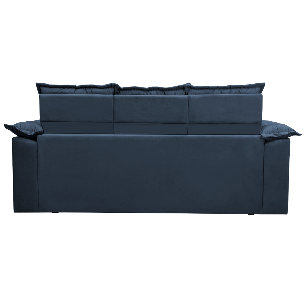 Conjunto de Sofá 3 e 2 Lugares Retrátil e Reclinável Cama inBox Compact 2,00x1,50m Velusoft Azul