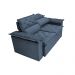 Conjunto de Sofá 3 e 2 Lugares Retrátil e Reclinável Cama inBox Compact 2,00x1,50m Velusoft Azul