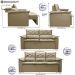Conjunto de Sofá 3 e 2 Lugares Retrátil e Reclinável Cama inBox Compact 2,00x1,50m Velusoft Bege