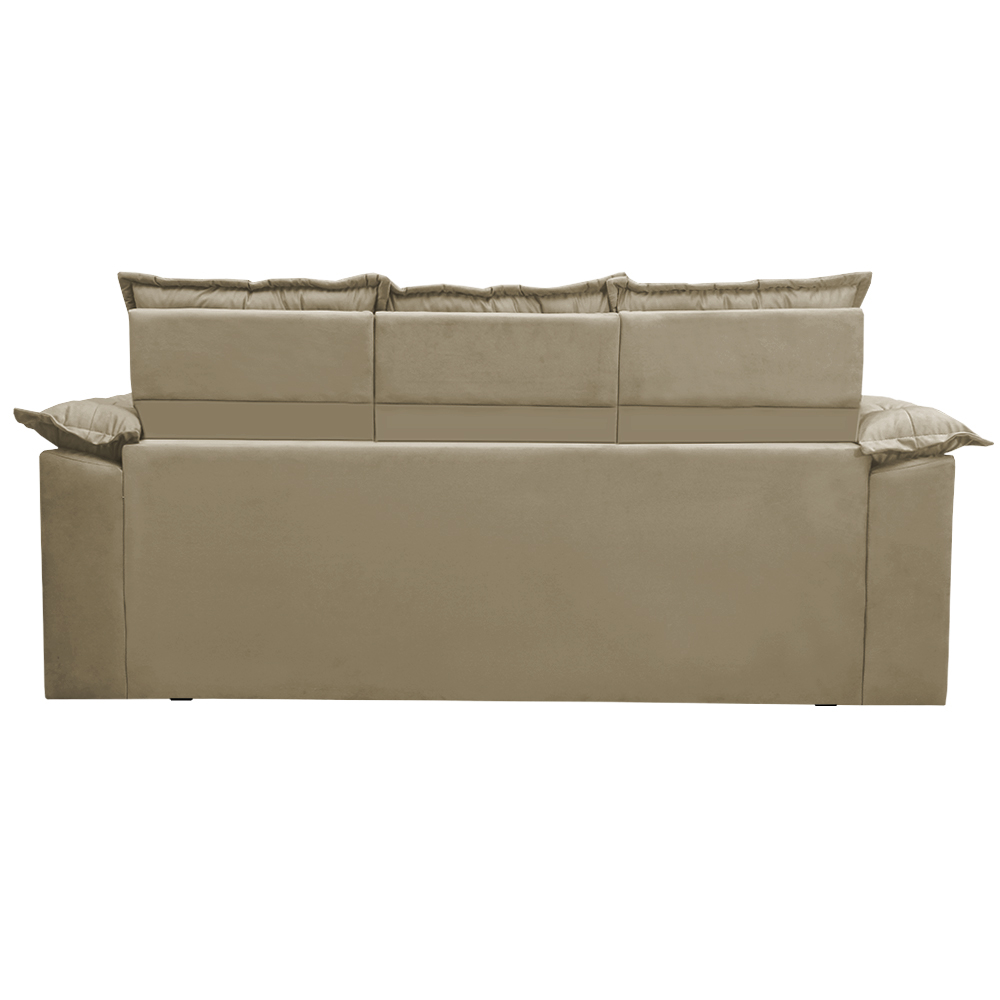 Conjunto de Sofá 3 e 2 Lugares Retrátil e Reclinável Cama inBox Compact 2,00x1,50m Velusoft Bege