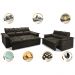 Conjunto de Sofá 3 e 2 Lugares Retrátil e Reclinável Cama inBox Compact 2,00x1,50m Velusoft Café