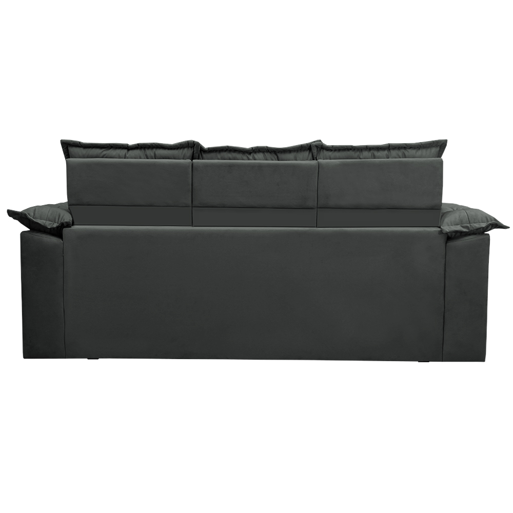 Conjunto de Sofá 3 e 2 Lugares Retrátil e Reclinável Cama inBox Compact 2,00x1,50m Velusoft Cinza