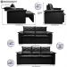 Conjunto de Sofá 3 e 2 Lugares Retrátil e Reclinável Cama inBox Compact 2,00x1,50m Velusoft Preto