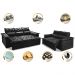 Conjunto de Sofá 3 e 2 Lugares Retrátil e Reclinável Cama inBox Compact 2,00x1,50m Velusoft Preto